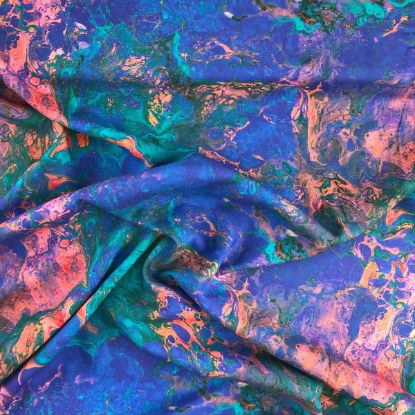 Viskose-Webware royalblau-pink-lila